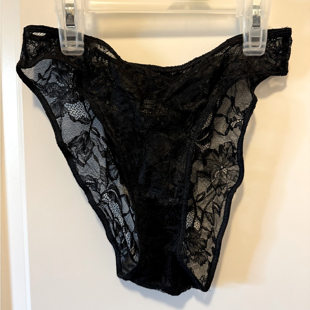Skims Hi Cut Bikini Panties Black Lace Size XS Brand New